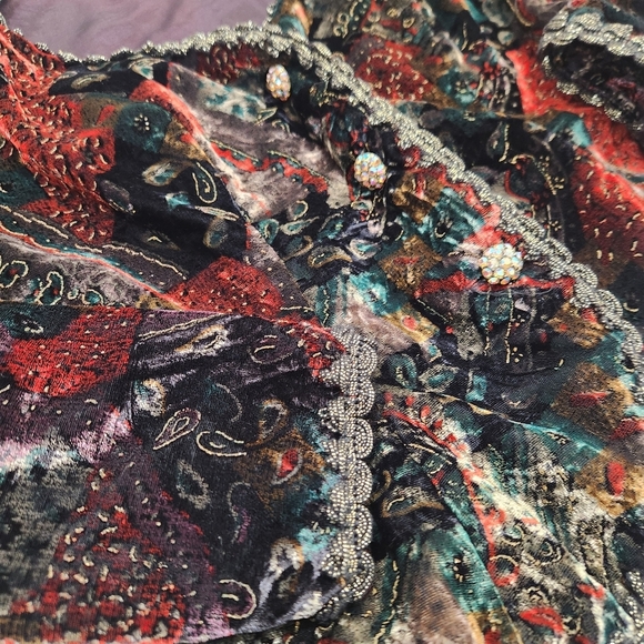 80s VINTAGE SHUET YOUNG For HW, Black Floral Velour Teddy Jacket, US Women's 6 - Picture 11 of 12